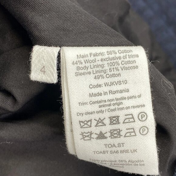 NEW TOAST Women’s Cotton Wool Herringbone Check Jacket Size 0 Navy Blue - Picture 11 of 11